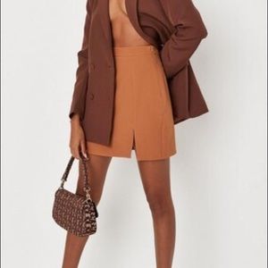 NWOT Missguided camel split mini skirt